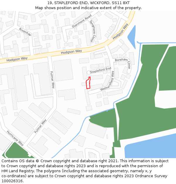 19, STAPLEFORD END, WICKFORD, SS11 8XT: Location map and indicative extent of plot