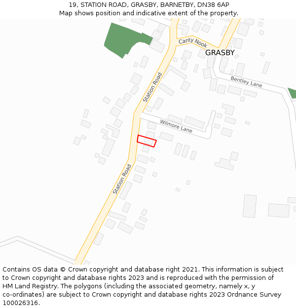 19, STATION ROAD, GRASBY, BARNETBY, DN38 6AP: Location map and indicative extent of plot