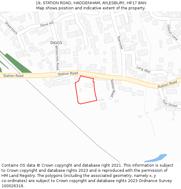 19, STATION ROAD, HADDENHAM, AYLESBURY, HP17 8AN: Location map and indicative extent of plot