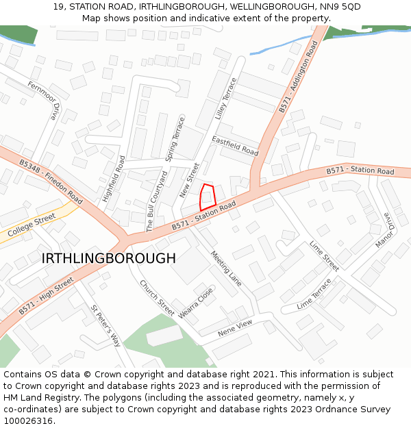 19, STATION ROAD, IRTHLINGBOROUGH, WELLINGBOROUGH, NN9 5QD: Location map and indicative extent of plot