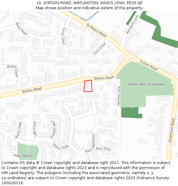19, STATION ROAD, WATLINGTON, KING'S LYNN, PE33 0JF: Location map and indicative extent of plot