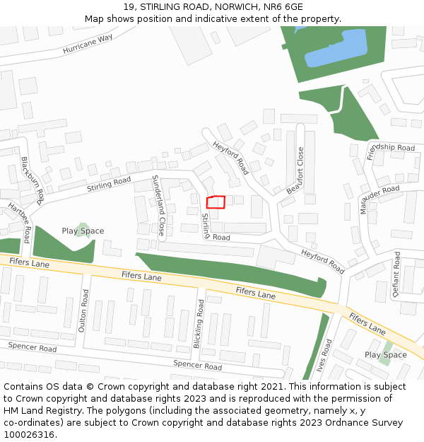 19, STIRLING ROAD, NORWICH, NR6 6GE: Location map and indicative extent of plot