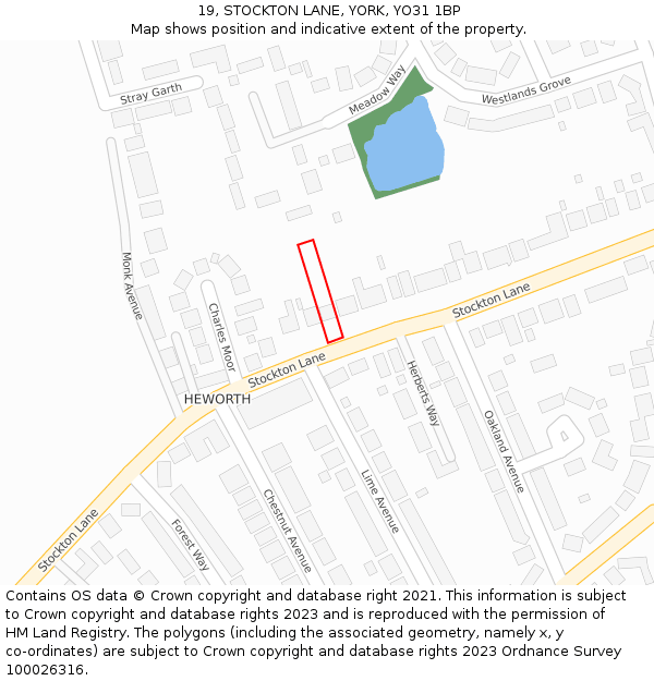 19, STOCKTON LANE, YORK, YO31 1BP: Location map and indicative extent of plot