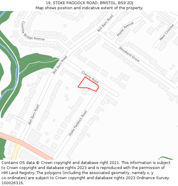 19, STOKE PADDOCK ROAD, BRISTOL, BS9 2DJ: Location map and indicative extent of plot