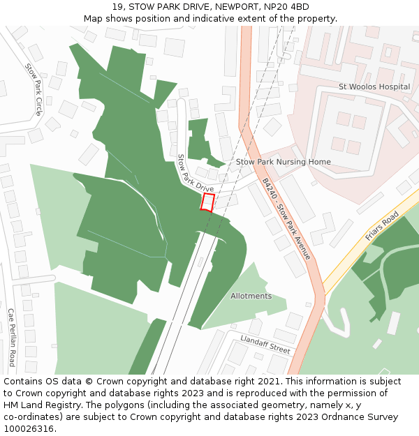 19, STOW PARK DRIVE, NEWPORT, NP20 4BD: Location map and indicative extent of plot