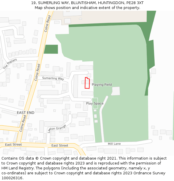 19, SUMERLING WAY, BLUNTISHAM, HUNTINGDON, PE28 3XT: Location map and indicative extent of plot