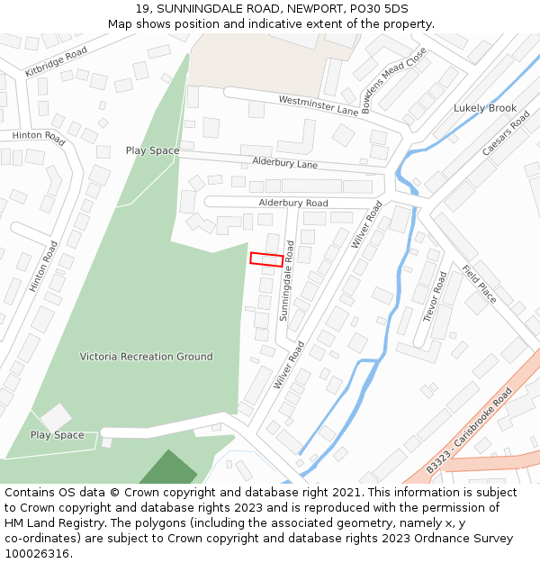 19, SUNNINGDALE ROAD, NEWPORT, PO30 5DS: Location map and indicative extent of plot