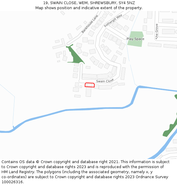 19, SWAIN CLOSE, WEM, SHREWSBURY, SY4 5NZ: Location map and indicative extent of plot