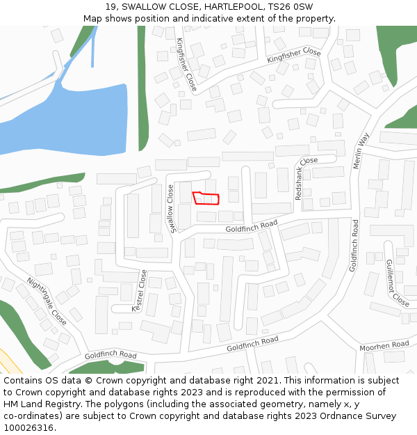 19, SWALLOW CLOSE, HARTLEPOOL, TS26 0SW: Location map and indicative extent of plot