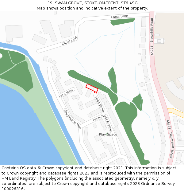 19, SWAN GROVE, STOKE-ON-TRENT, ST6 4SG: Location map and indicative extent of plot