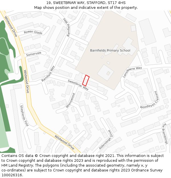 19, SWEETBRIAR WAY, STAFFORD, ST17 4HS: Location map and indicative extent of plot