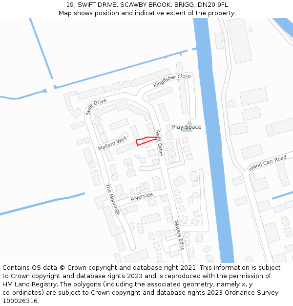 19, SWIFT DRIVE, SCAWBY BROOK, BRIGG, DN20 9FL: Location map and indicative extent of plot