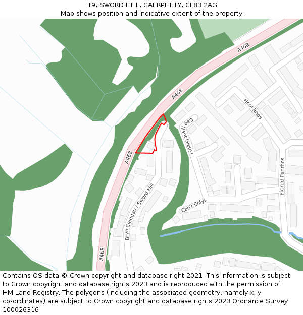 19, SWORD HILL, CAERPHILLY, CF83 2AG: Location map and indicative extent of plot