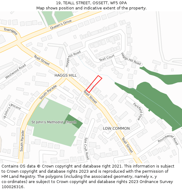 19, TEALL STREET, OSSETT, WF5 0PA: Location map and indicative extent of plot