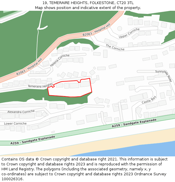 19, TEMERAIRE HEIGHTS, FOLKESTONE, CT20 3TL: Location map and indicative extent of plot
