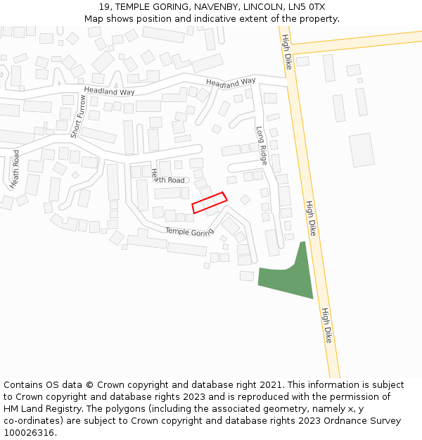 19, TEMPLE GORING, NAVENBY, LINCOLN, LN5 0TX: Location map and indicative extent of plot