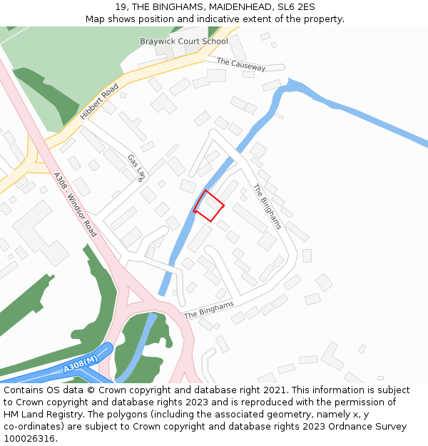 19, THE BINGHAMS, MAIDENHEAD, SL6 2ES: Location map and indicative extent of plot