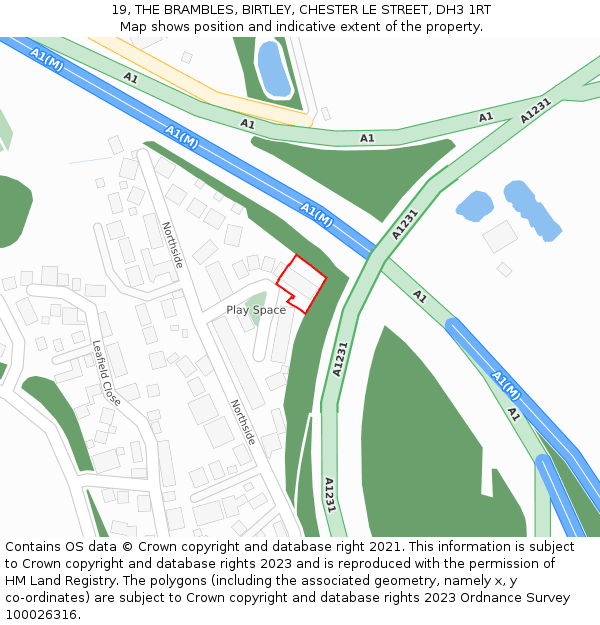 19, THE BRAMBLES, BIRTLEY, CHESTER LE STREET, DH3 1RT: Location map and indicative extent of plot