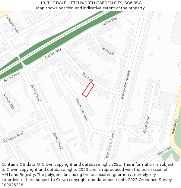 19, THE DALE, LETCHWORTH GARDEN CITY, SG6 3SG: Location map and indicative extent of plot