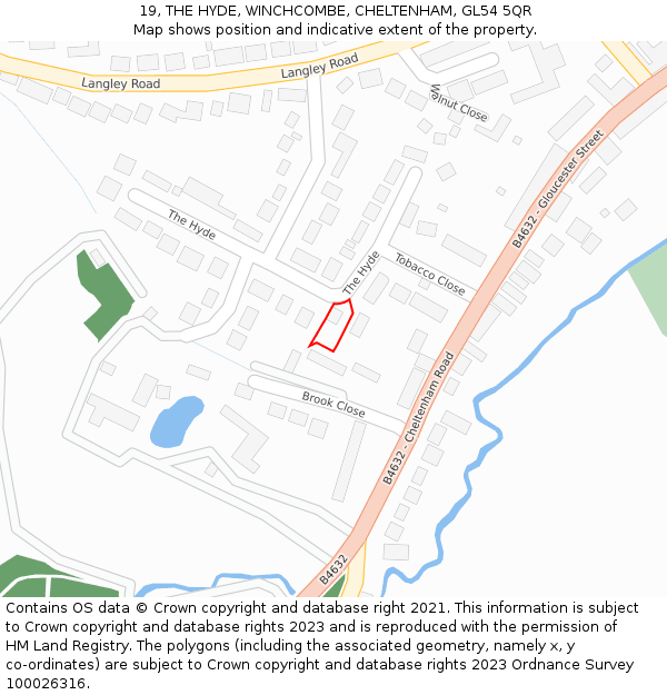 19, THE HYDE, WINCHCOMBE, CHELTENHAM, GL54 5QR: Location map and indicative extent of plot