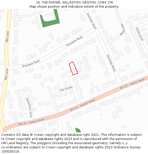 19, THE KNOWE, WILLASTON, NESTON, CH64 1TA: Location map and indicative extent of plot