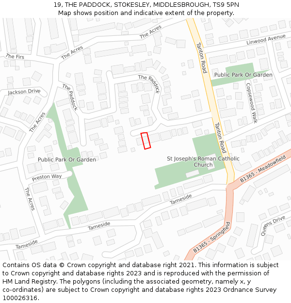 19, THE PADDOCK, STOKESLEY, MIDDLESBROUGH, TS9 5PN: Location map and indicative extent of plot