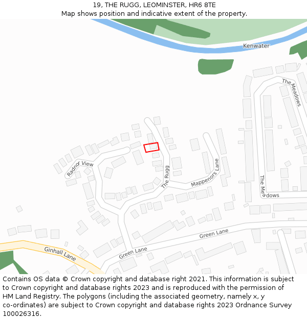 19, THE RUGG, LEOMINSTER, HR6 8TE: Location map and indicative extent of plot