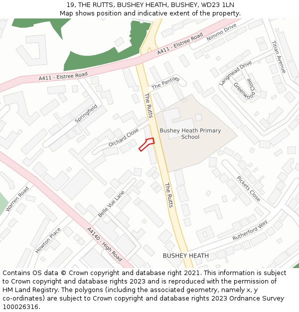 19, THE RUTTS, BUSHEY HEATH, BUSHEY, WD23 1LN: Location map and indicative extent of plot