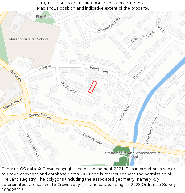 19, THE SAPLINGS, PENKRIDGE, STAFFORD, ST19 5DE: Location map and indicative extent of plot