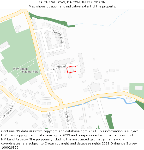 19, THE WILLOWS, DALTON, THIRSK, YO7 3NJ: Location map and indicative extent of plot