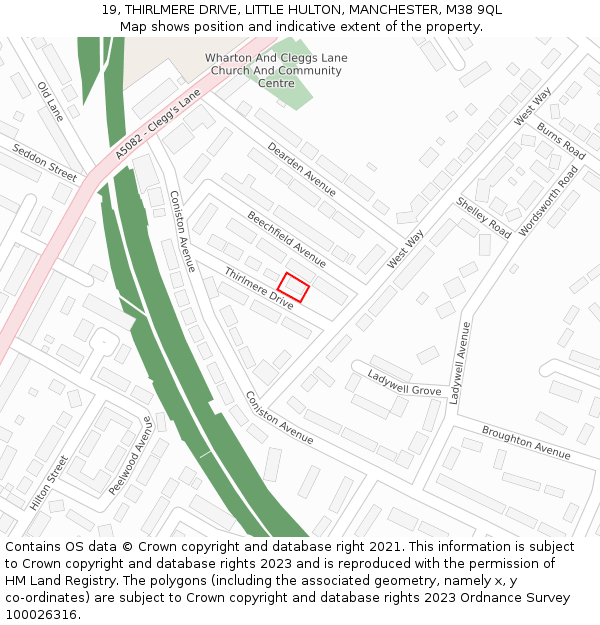 19, THIRLMERE DRIVE, LITTLE HULTON, MANCHESTER, M38 9QL: Location map and indicative extent of plot