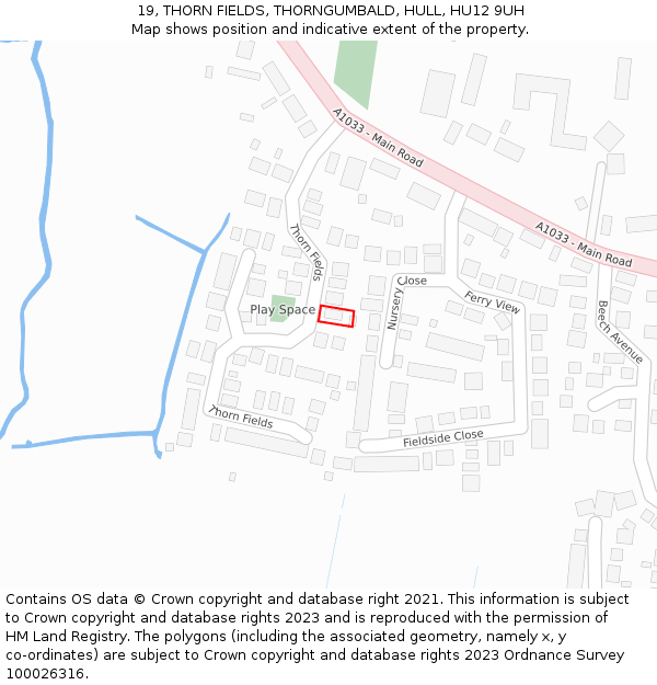 19, THORN FIELDS, THORNGUMBALD, HULL, HU12 9UH: Location map and indicative extent of plot