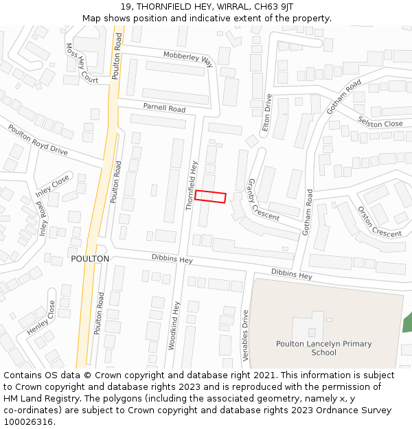 19, THORNFIELD HEY, WIRRAL, CH63 9JT: Location map and indicative extent of plot