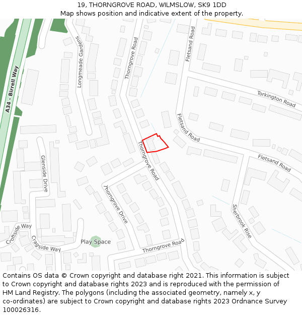 19, THORNGROVE ROAD, WILMSLOW, SK9 1DD: Location map and indicative extent of plot