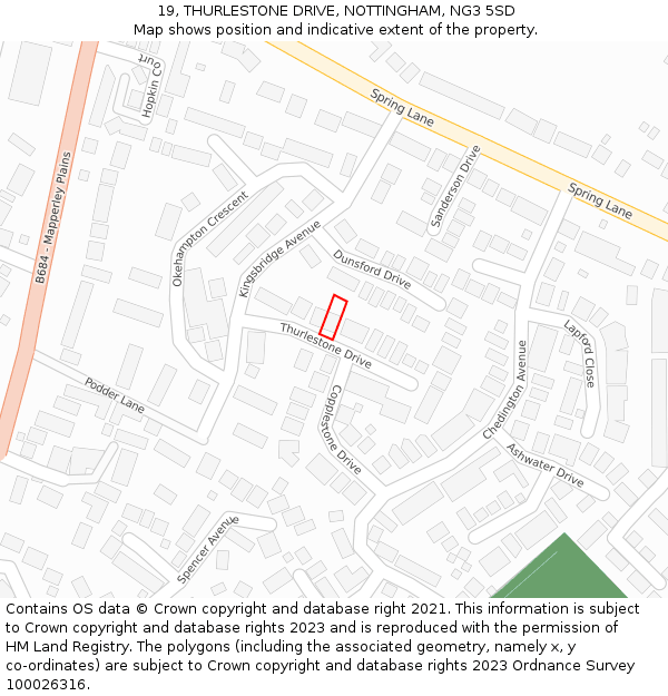 19, THURLESTONE DRIVE, NOTTINGHAM, NG3 5SD: Location map and indicative extent of plot