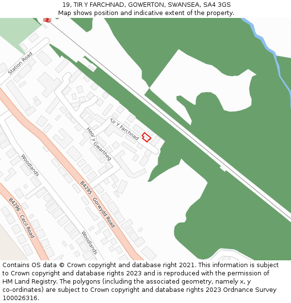19, TIR Y FARCHNAD, GOWERTON, SWANSEA, SA4 3GS: Location map and indicative extent of plot