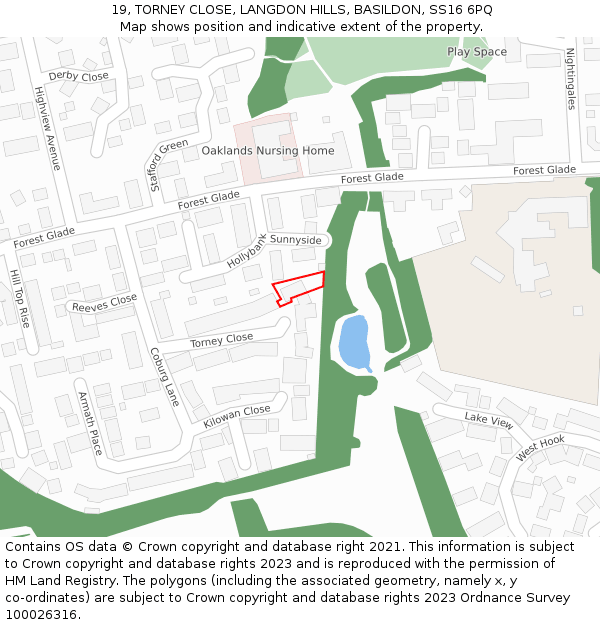 19, TORNEY CLOSE, LANGDON HILLS, BASILDON, SS16 6PQ: Location map and indicative extent of plot