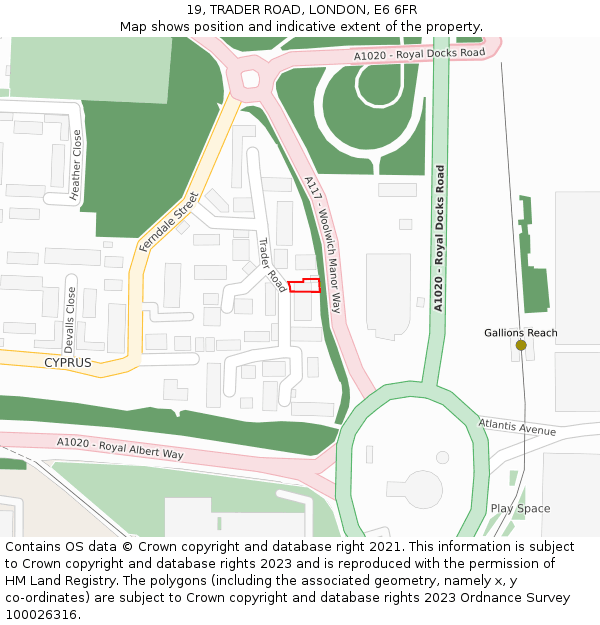 19, TRADER ROAD, LONDON, E6 6FR: Location map and indicative extent of plot
