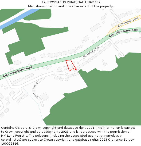 19, TROSSACHS DRIVE, BATH, BA2 6RP: Location map and indicative extent of plot