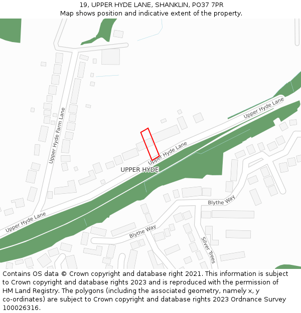 19, UPPER HYDE LANE, SHANKLIN, PO37 7PR: Location map and indicative extent of plot