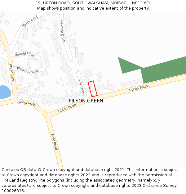 19, UPTON ROAD, SOUTH WALSHAM, NORWICH, NR13 6EL: Location map and indicative extent of plot