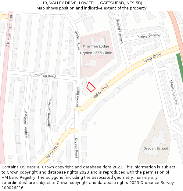 19, VALLEY DRIVE, LOW FELL, GATESHEAD, NE9 5DJ: Location map and indicative extent of plot