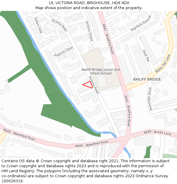 19, VICTORIA ROAD, BRIGHOUSE, HD6 4DX: Location map and indicative extent of plot