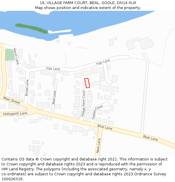 19, VILLAGE FARM COURT, BEAL, GOOLE, DN14 0UX: Location map and indicative extent of plot