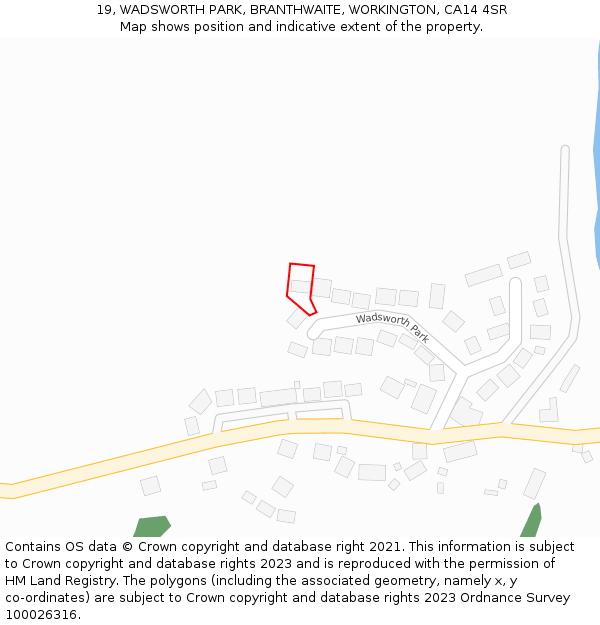 19, WADSWORTH PARK, BRANTHWAITE, WORKINGTON, CA14 4SR: Location map and indicative extent of plot