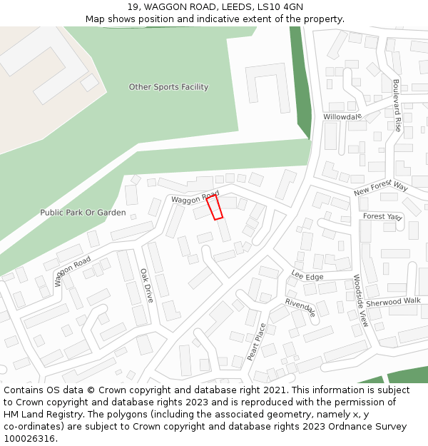 19, WAGGON ROAD, LEEDS, LS10 4GN: Location map and indicative extent of plot