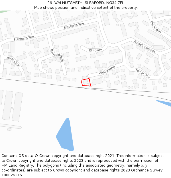 19, WALNUTGARTH, SLEAFORD, NG34 7FL: Location map and indicative extent of plot