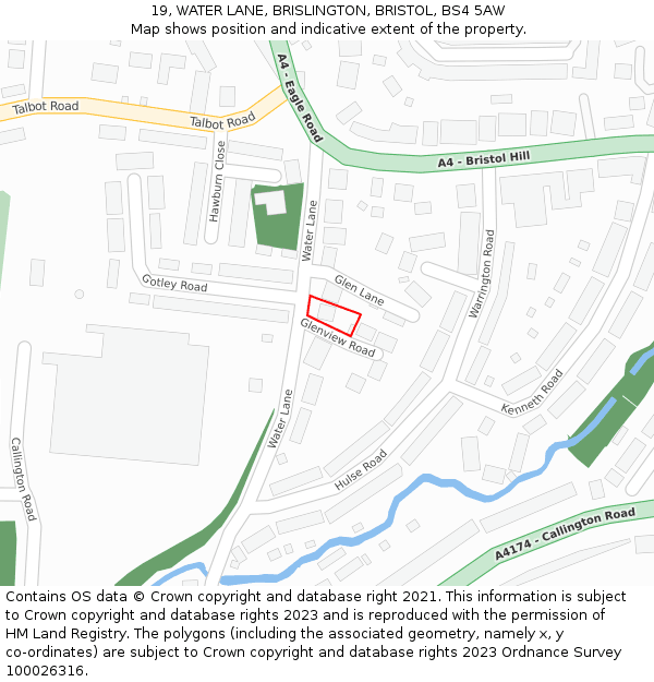 19, WATER LANE, BRISLINGTON, BRISTOL, BS4 5AW: Location map and indicative extent of plot