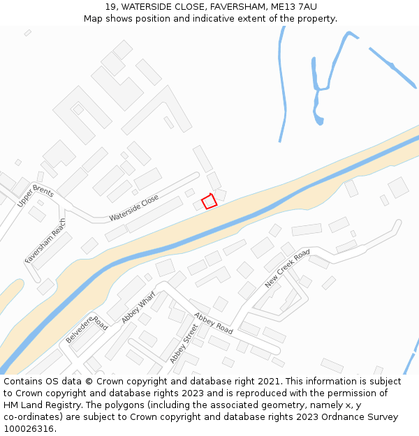 19, WATERSIDE CLOSE, FAVERSHAM, ME13 7AU: Location map and indicative extent of plot