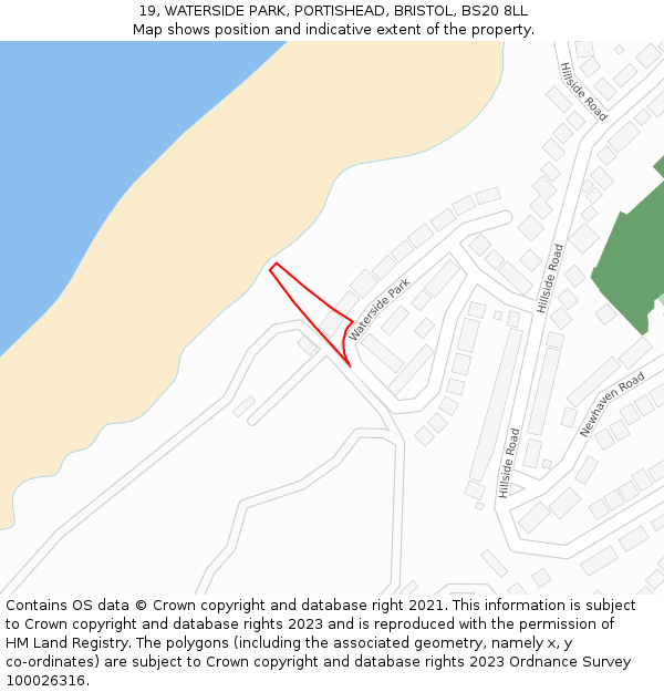 19, WATERSIDE PARK, PORTISHEAD, BRISTOL, BS20 8LL: Location map and indicative extent of plot